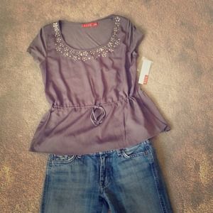 Brand new, Grey top with beaded neckline.