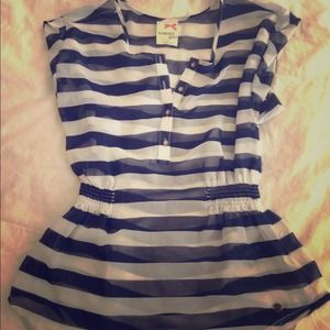 Tommy Girl Sheer Blouse blue & white stripes