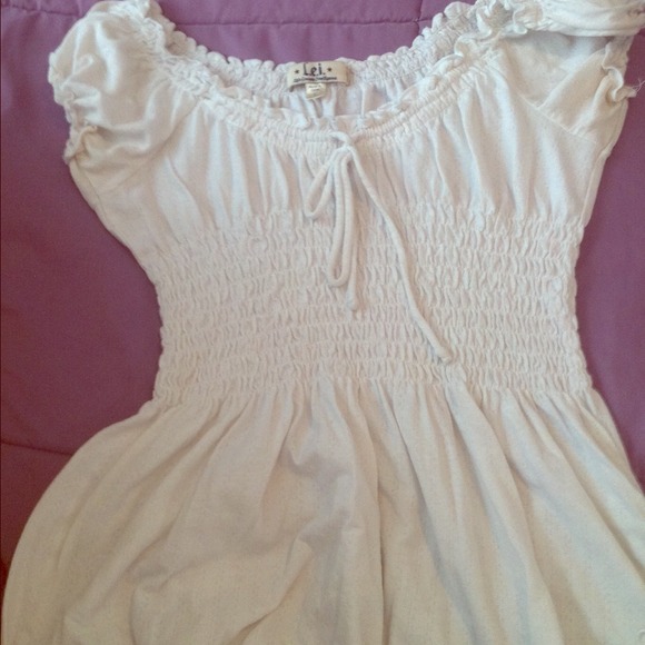 Eyelet off the shoulder white top