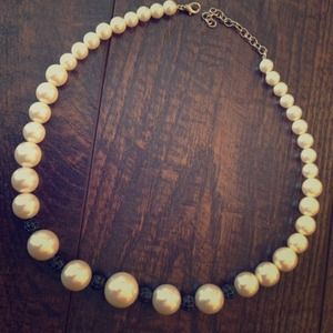 Pearl Necklace with black beading detail.