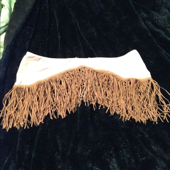 Tan fringe skirt