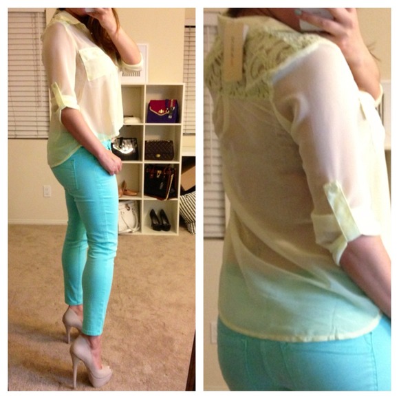 Sheer Yellow Hi Low Top - Picture 2 of 3