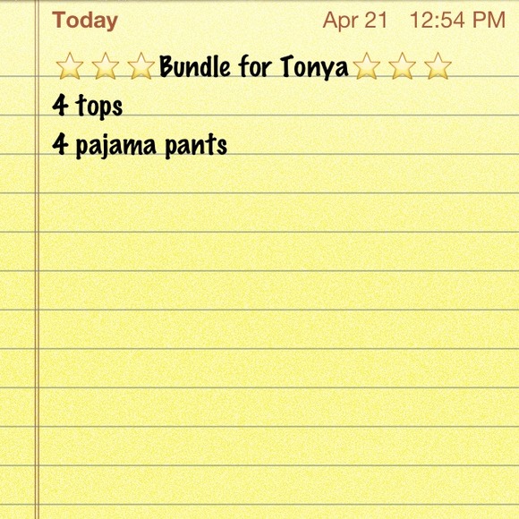 4 tops, 4 pajama pants