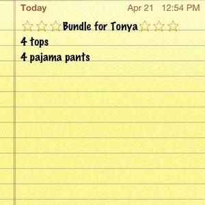 4 tops, 4 pajama pants