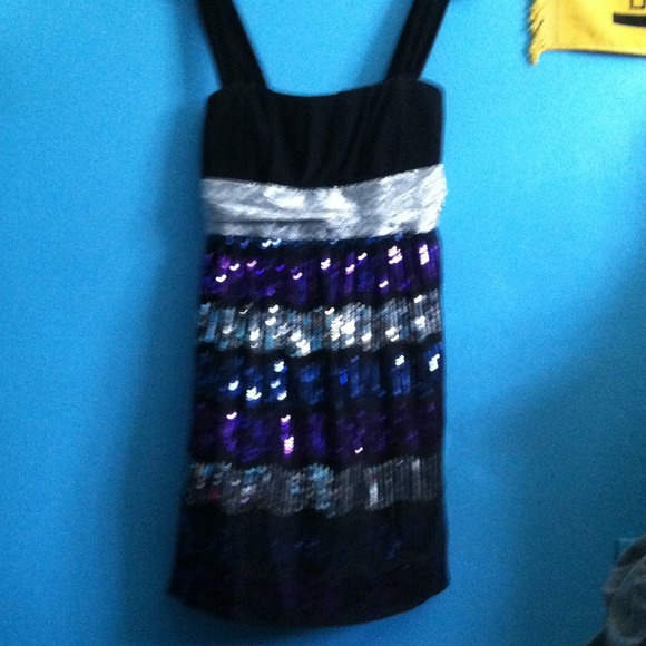 Silver Blue Purple&Black Sequin Prom/ Dance Dress