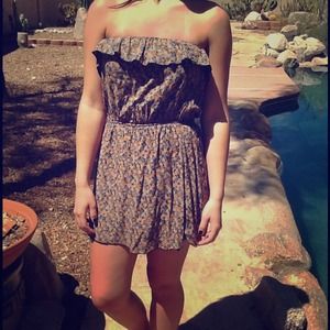 Strapless Floral Dress