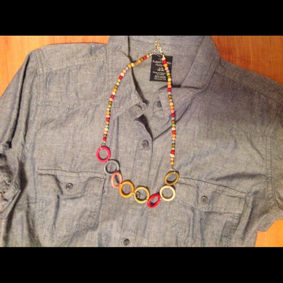 Vintage colorful beads and circles necklace 24"