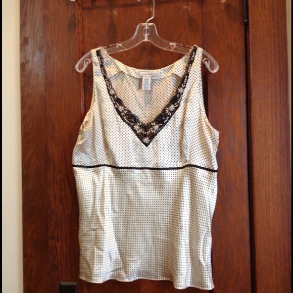 REDUCED! Nine West silk, ivory and black polka dot