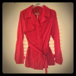 Red spring/fall raincoat