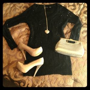 Black Sequin Mesh Sweater Tunic🎀