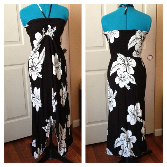 🚫SOLD🚫Hawaiian hi-low tubetop/halter maxi