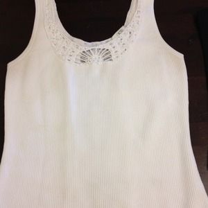 Beaded & lace ribbed tank top