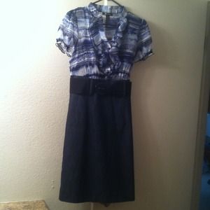 Sheer top with denim bottom dress