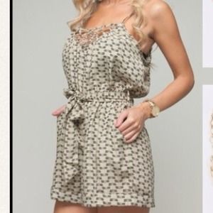 CUTE Dragon Fly Khaki Romper w Sash!