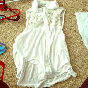 Lace, white button up. Size small.