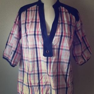 Plaid woven blouse