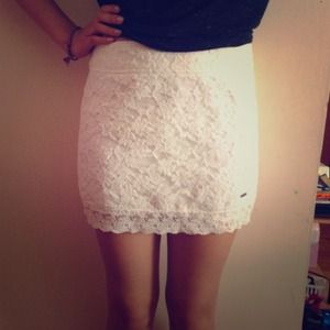White lace skirt