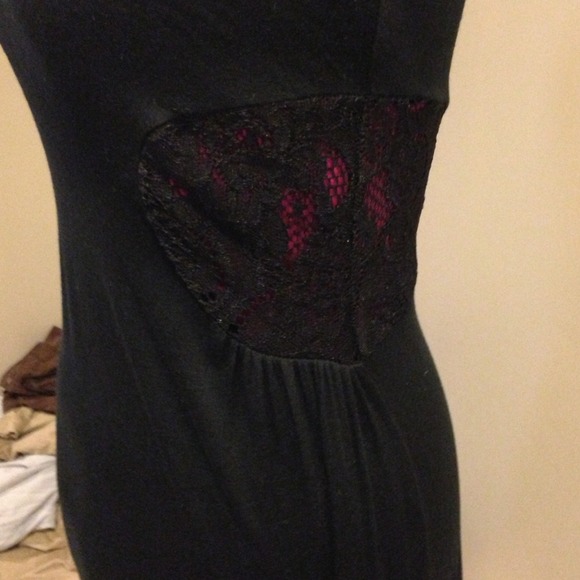 🚫SOLD🚫Black Maxi Dress with Lace Cutouts - Picture 2 of 4