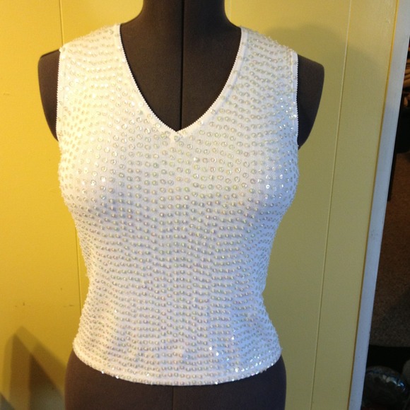 Sequined sleeveless top.