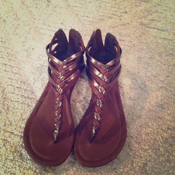 Brown and Gold Sandals
