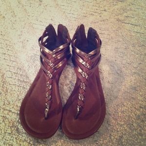 Brown and Gold Sandals