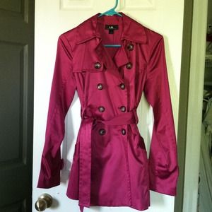 Hot pink satin trench