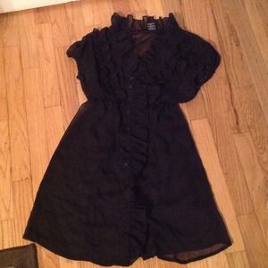 **SOLD** Black long blouse with ruffles.