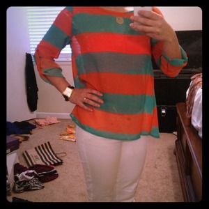 NWOT Bright colored striped sheer top