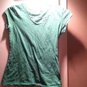 Green v-neck fitted shirt