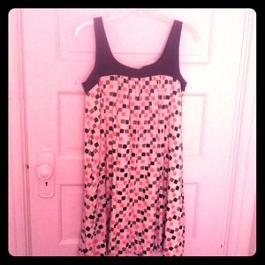 Super fun brown, pink and creme dress!