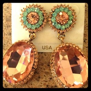 Mint & coral earrings.