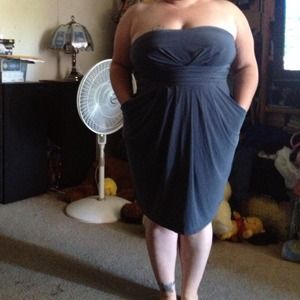 Flirty strapless grey dress