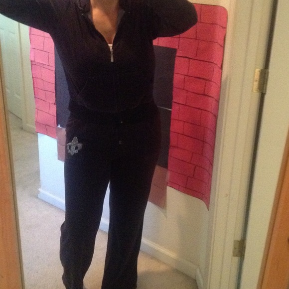 Black velour track suit