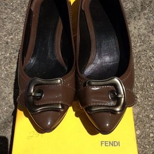 Fendi flats, ballet slipper style, big buckle.