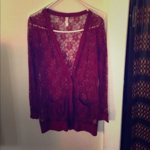 Burgundy Lace Sweater