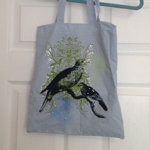 Light Blue Handbag w/two birds design.