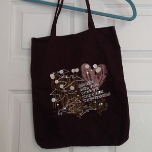 Dark Brown Handbag w/artsy design