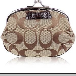 New Coach Signature Bow Coin Wallet 100% Authentic