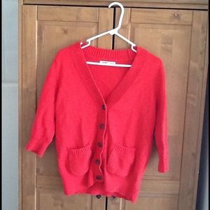 Bright Red Cardigan