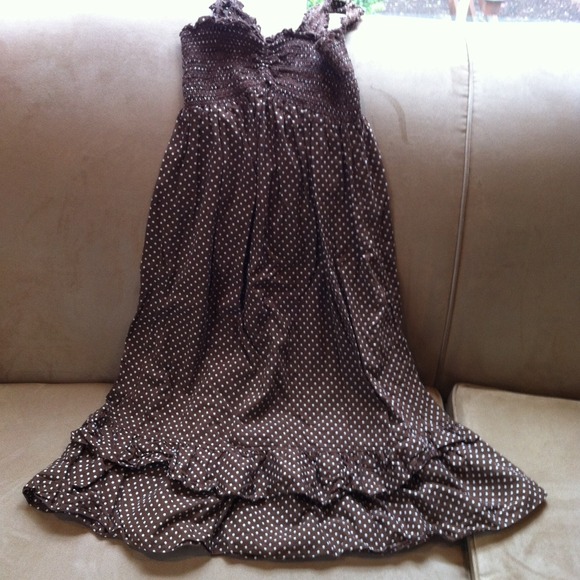 Brown and white polka dot dress