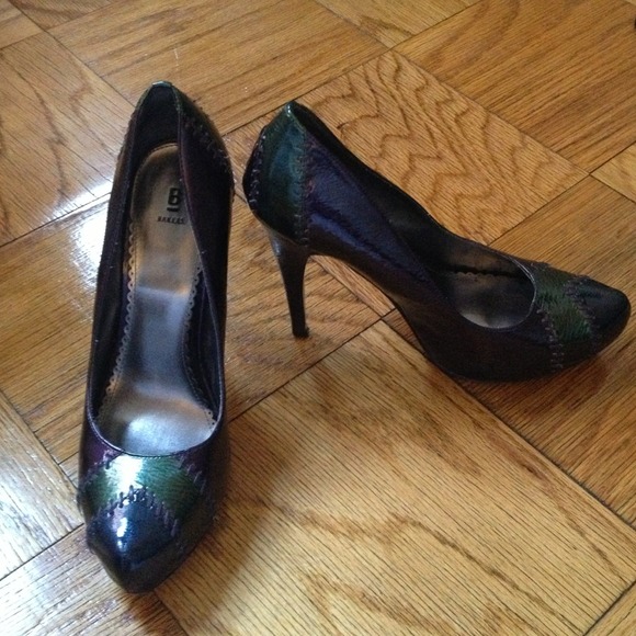 Purple and green Bakers pumps