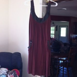 Brown dress with faux leather accents!