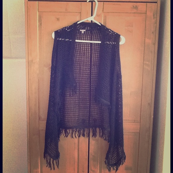 Crocheted Black Vest