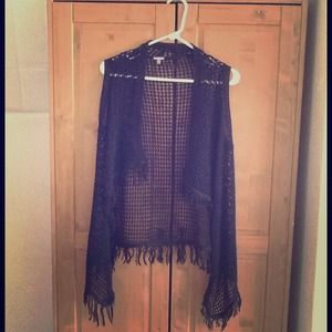 Crocheted Black Vest