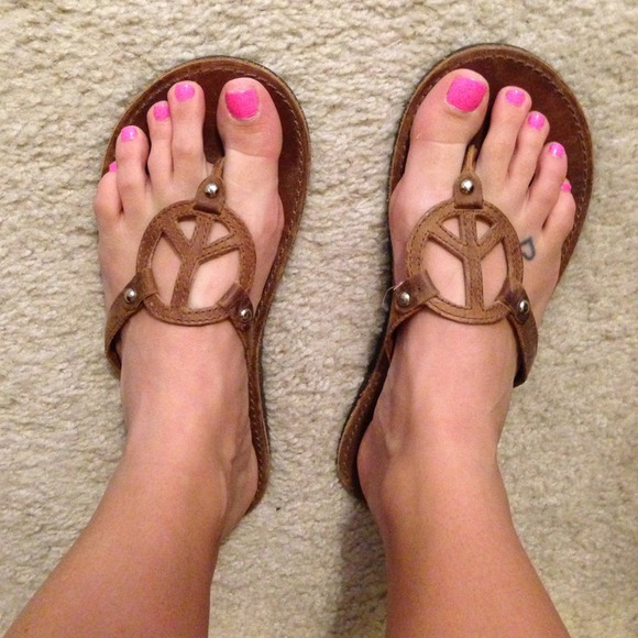 Leather Peace Flip Flops
