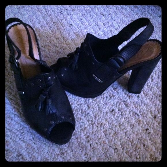 Diesel Black Leather Clogs