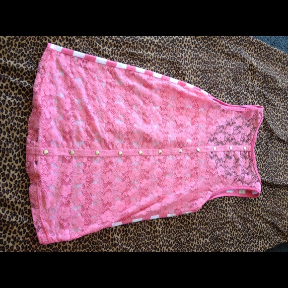 💜Gifted💜 Pink and white stripped tank w lace bk - Picture 3 of 4