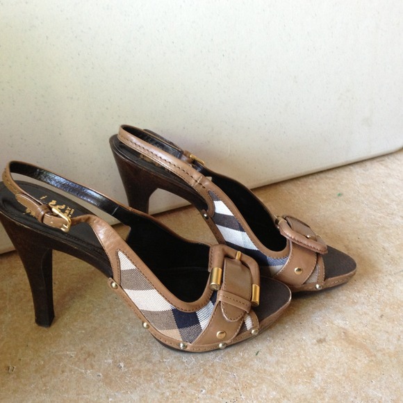 Authentic studded Burberry sling back heels