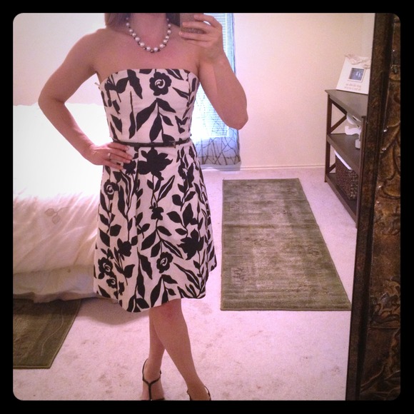 White Dress with Black Floral Print
