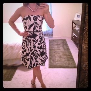 White Dress with Black Floral Print